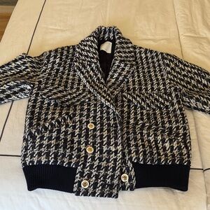 Sandro Black and White Houndstooth Jacket